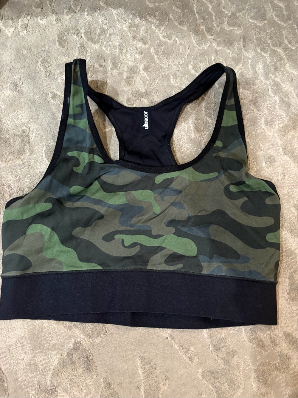 ultracor Green Camo Racerback Sports Bra size large